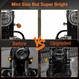 QUASCO Front Rear Motorcycle Turn Signals, Mini Size Led Brake Tail Lights Universal Compatible with Harley Honda Kawasaki Suzuki Triumph Yamaha
