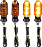 4PCS Universal Motorcycle Turn Signals, QUASCO Front Rear LED Turn Signal Lights Amber Blinkers for Motorbike Scooter Quad Cruiser Off Road Touring