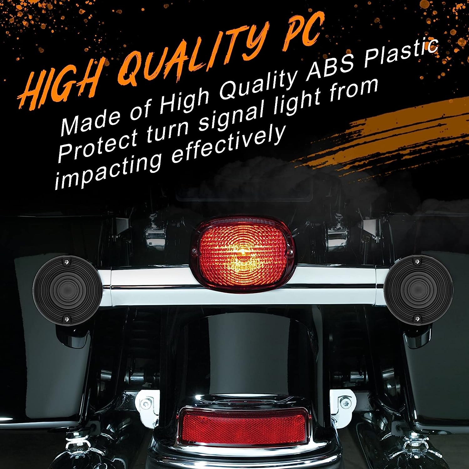 QUASCO Motorcycle Turn Signal Lens Cover, 3 1/4 Inch Flat Blinkers Lenses Compatible with Harley Street Glide Special Touring Softail Sportster Road King Fatboy, Pack of 4