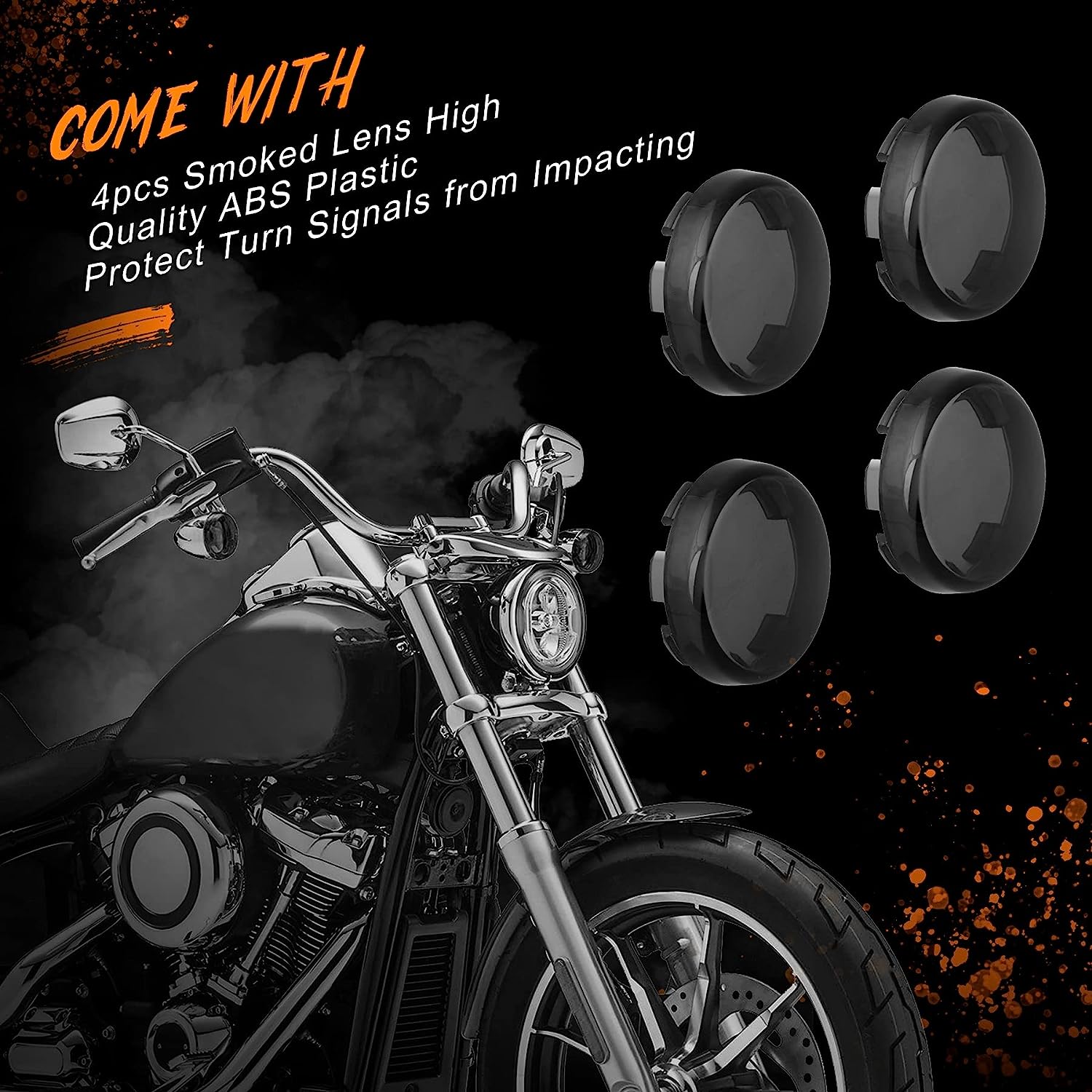 Sequential Led Turn Signals, 1157 Front + 1156 Rear Blinkers with Smoked Lens Compatible with Harley Sportster Softail Street Glide Road King Cruiser Touring