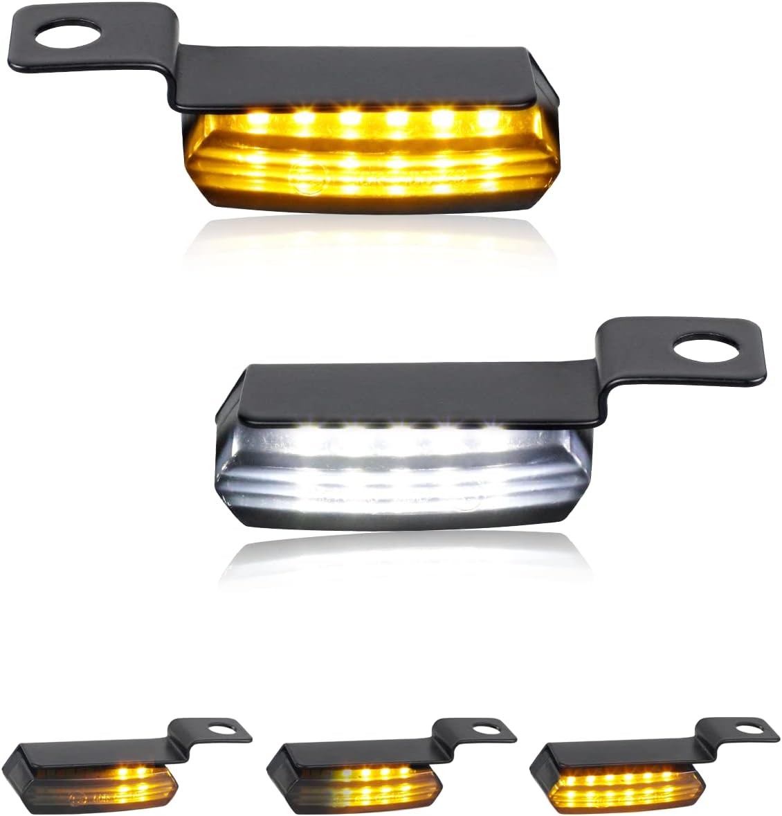 QUASCO Universal Motorcycle Turn Signals Sequential Front Led Blinkers Amber Lights Compatible with Harley Honda Yamaha Suzuki Kawasaki