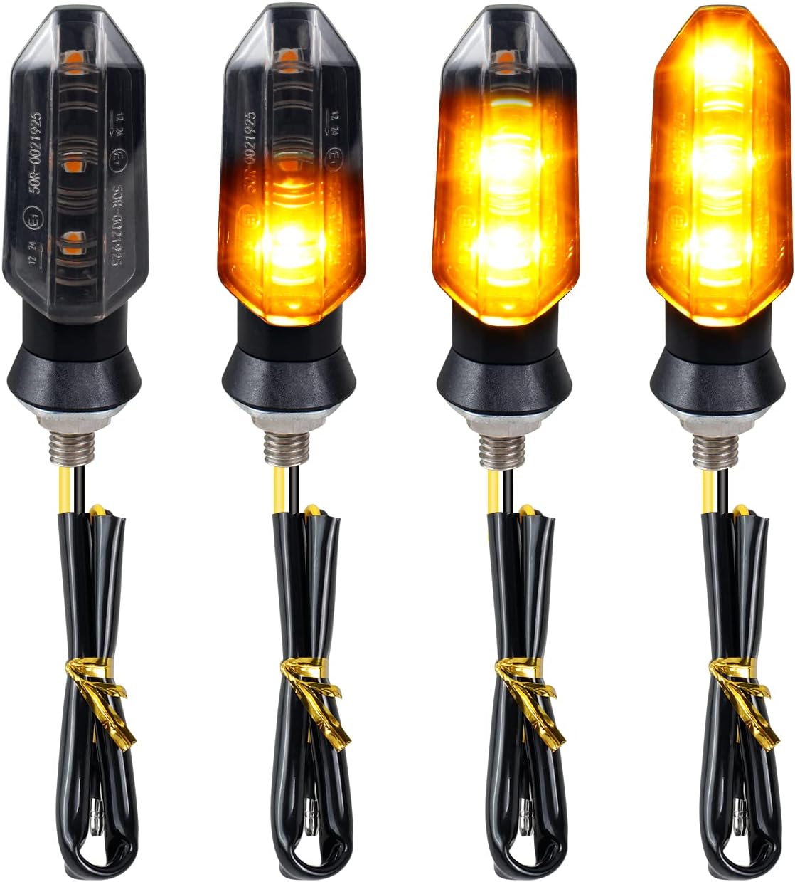 4PCS Universal Motorcycle Turn Signals, QUASCO Front Rear LED Turn Signal Lights Amber Blinkers for Motorbike Scooter Quad Cruiser Off Road Touring