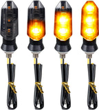 4PCS Universal Motorcycle Turn Signals, QUASCO Front Rear LED Turn Signal Lights Amber Blinkers for Motorbike Scooter Quad Cruiser Off Road Touring