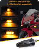 4PCS Universal Motorcycle Turn Signals, QUASCO Front Rear LED Turn Signal Lights Amber Blinkers for Motorbike Scooter Quad Cruiser Off Road Touring