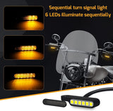 QUASCO Universal Motorcycle Turn Signals Sequential Front Led Blinkers Amber Lights Compatible with Harley Honda Yamaha Suzuki Kawasaki