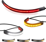 QUASCO Front Rear Motorcycle Led Turn Signals, Universal White Amber Fork Light Strip, Red Brake Tail Lights Compatible with Harley Cafe Racer Dual Sport Dirt Bike