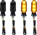 4PCS Universal Motorcycle Turn Signals, QUASCO Front Rear LED Turn Signal Lights Amber Blinkers for Motorbike Scooter Quad Cruiser Off Road Touring