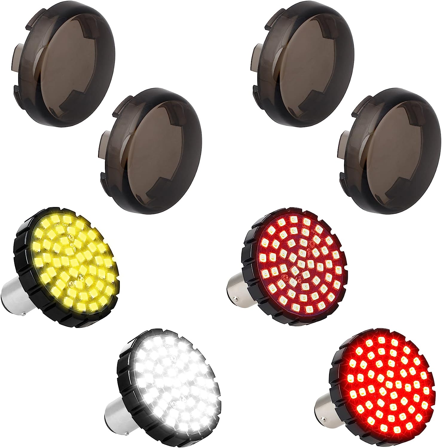 QUASCO 1157 Front Rear Turn Signals 2 inch Bullet Led Blinkers with Smoked Lens Compatible with Harley Softail Sportster Cruiser Street Glide Special Road King Fatboy