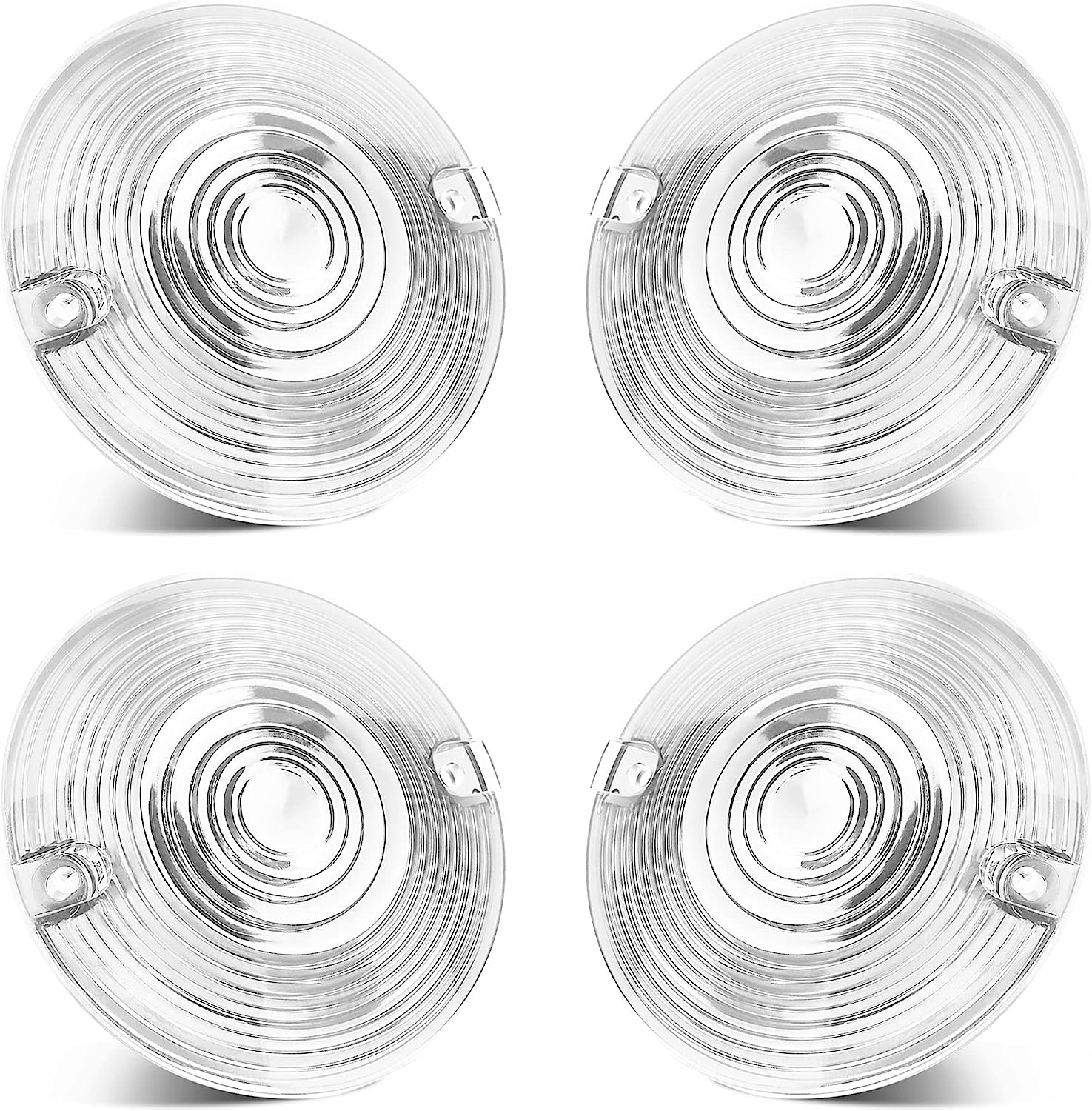 QUASCO Motorcycle Turn Signal Lens Cover, 3 1/4 Inch Flat Blinkers Lenses Compatible with Harley Street Glide Special Touring Softail Sportster Road King Fatboy, Pack of 4