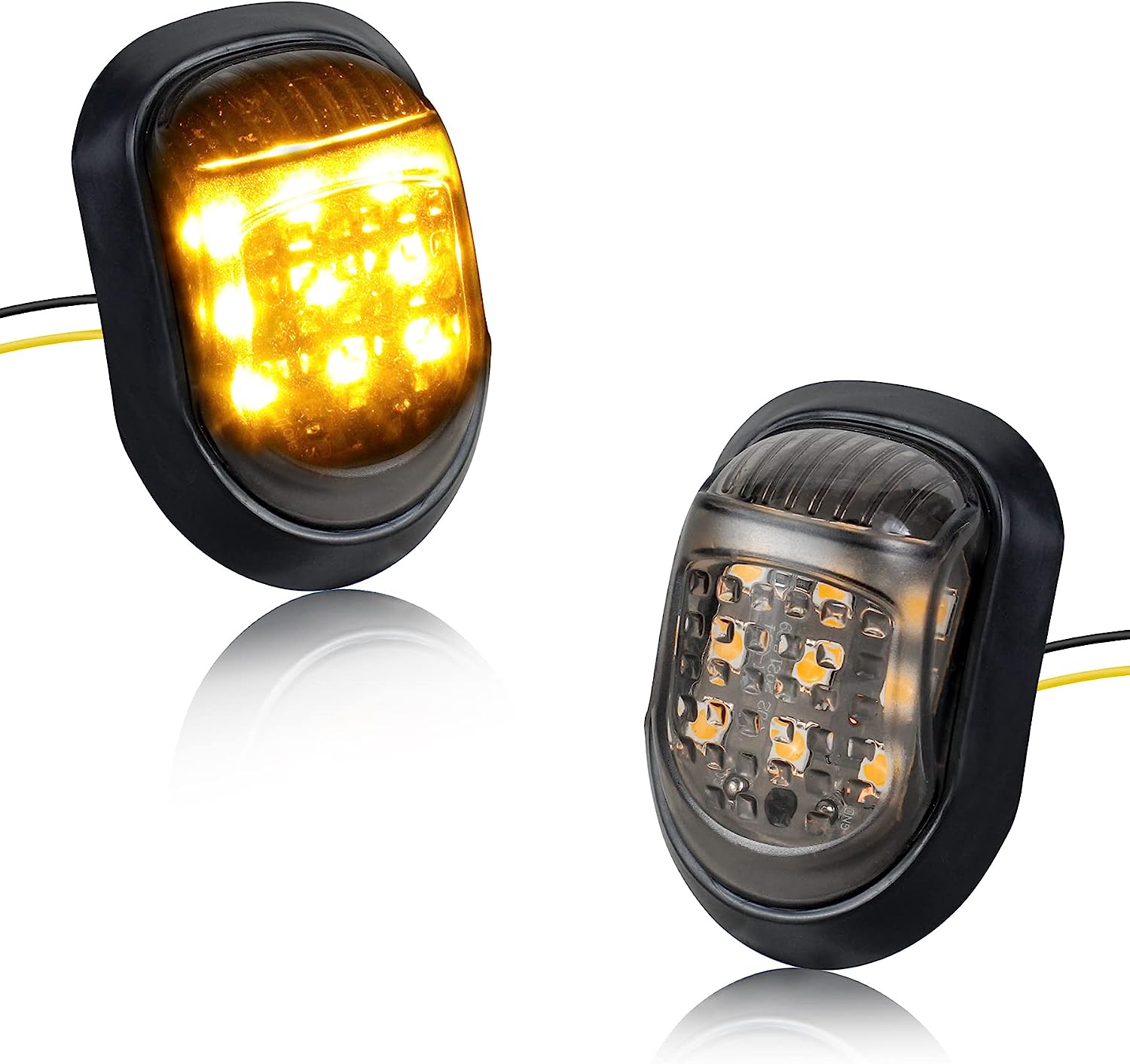 QUASCO Flush Mount Motorcycle Turn Signals Smoked LED Lights Universal 10mm Blinkers Compatible with BMW Honda Kawasaki Suzuki Yamaha, Amber