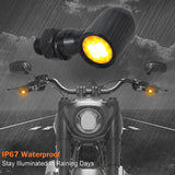 QUASCO Rear Motorcycle LED Turn Signals Universal Mini Size Brake Tail Light Blinkers Compatible with Harley Honda Kawasaki Suzuki Triumph Yamaha