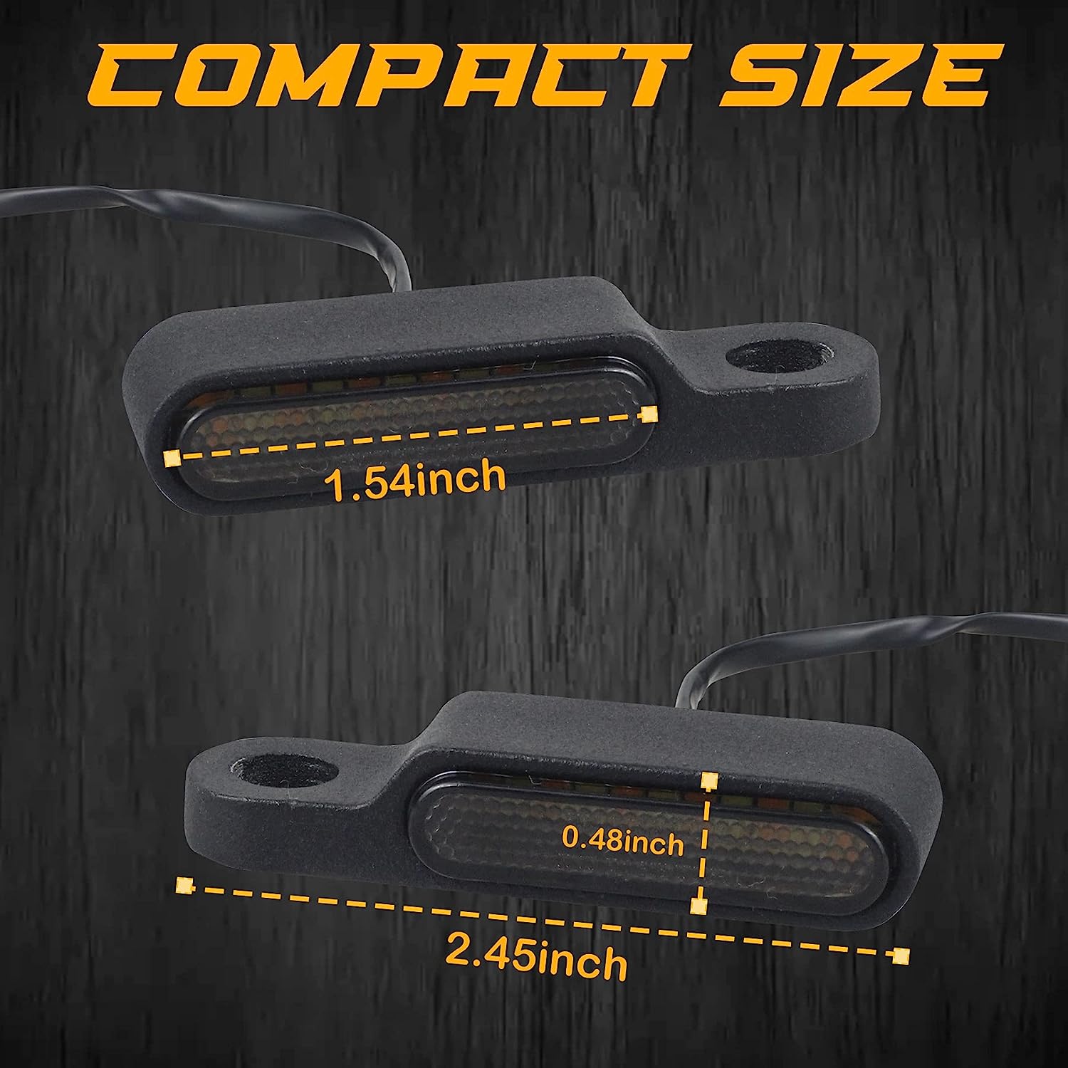 QUASCO Universal Motorcycle Turn Signals Sequential Front Led Blinkers Amber Lights Compatible with Harley Honda Yamaha Suzuki Kawasaki