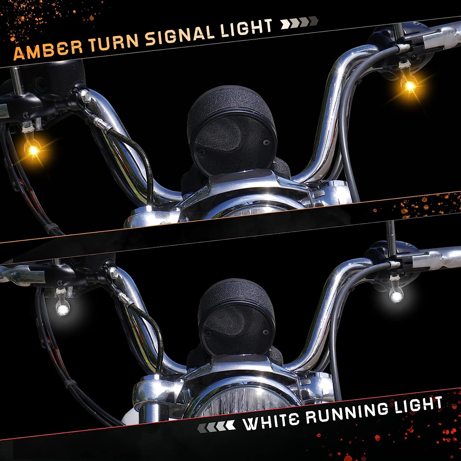 QUASCO Rear Motorcycle LED Turn Signals Universal Mini Size Brake Tail Light Blinkers Compatible with Harley Honda Kawasaki Suzuki Triumph Yamaha