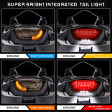 QUASCO Motorcycle Brake Tail Light Integrated Turn Signals Compatible with Honda Kawasaki Suzuki Yamaha ATV Cruiser Sportbikes Touring Dirt Bike Standard Street Bikes
