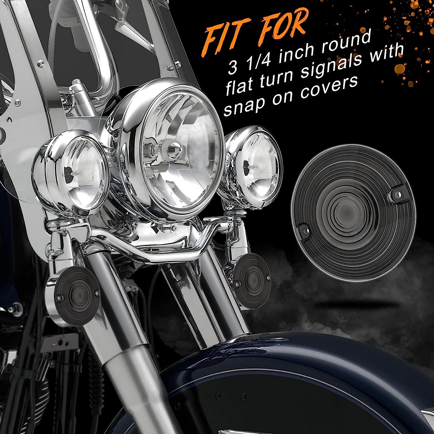 QUASCO Smoked Turn Signal Lens Cover for 3 1/4 Inch Flat Blinkers Compatible with Harley Street Glide Special Touring Softail Sportster Road King Fatboy