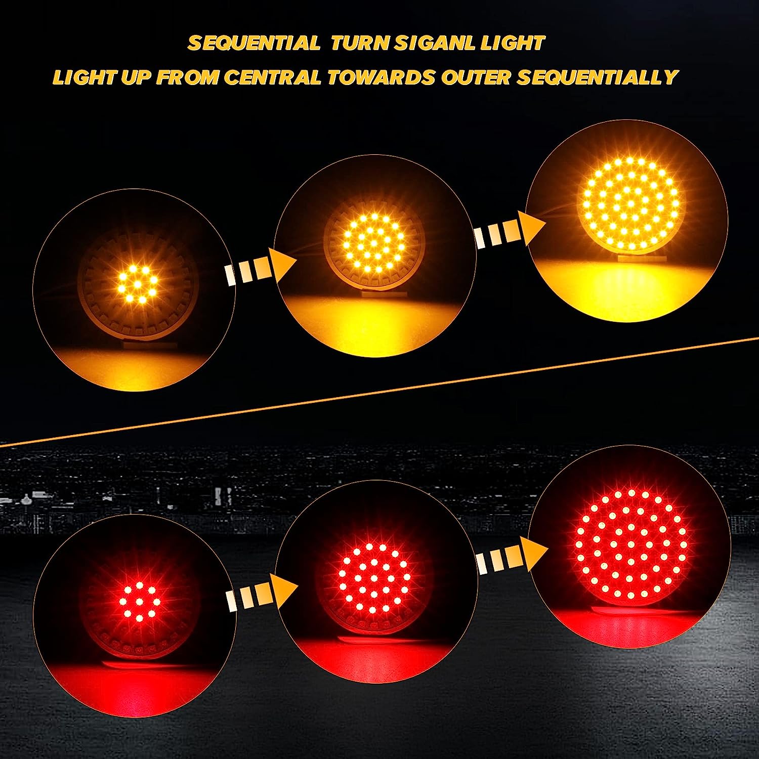 Sequential Led Turn Signals, 1157 Front + 1156 Rear Blinkers with Smoked Lens Compatible with Harley Sportster Softail Street Glide Road King Cruiser Touring