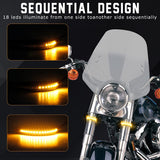 QUASCO Front Rear Motorcycle Led Turn Signals, Universal White Amber Fork Light Strip, Red Brake Tail Lights Compatible with Harley Cafe Racer Dual Sport Dirt Bike