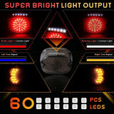 QUASCO LED Motorcycle Brake Tail Light with Turn Signals Smoked Lens Taillights Compatible with Harley Road King Dyna Sportster 883 1200