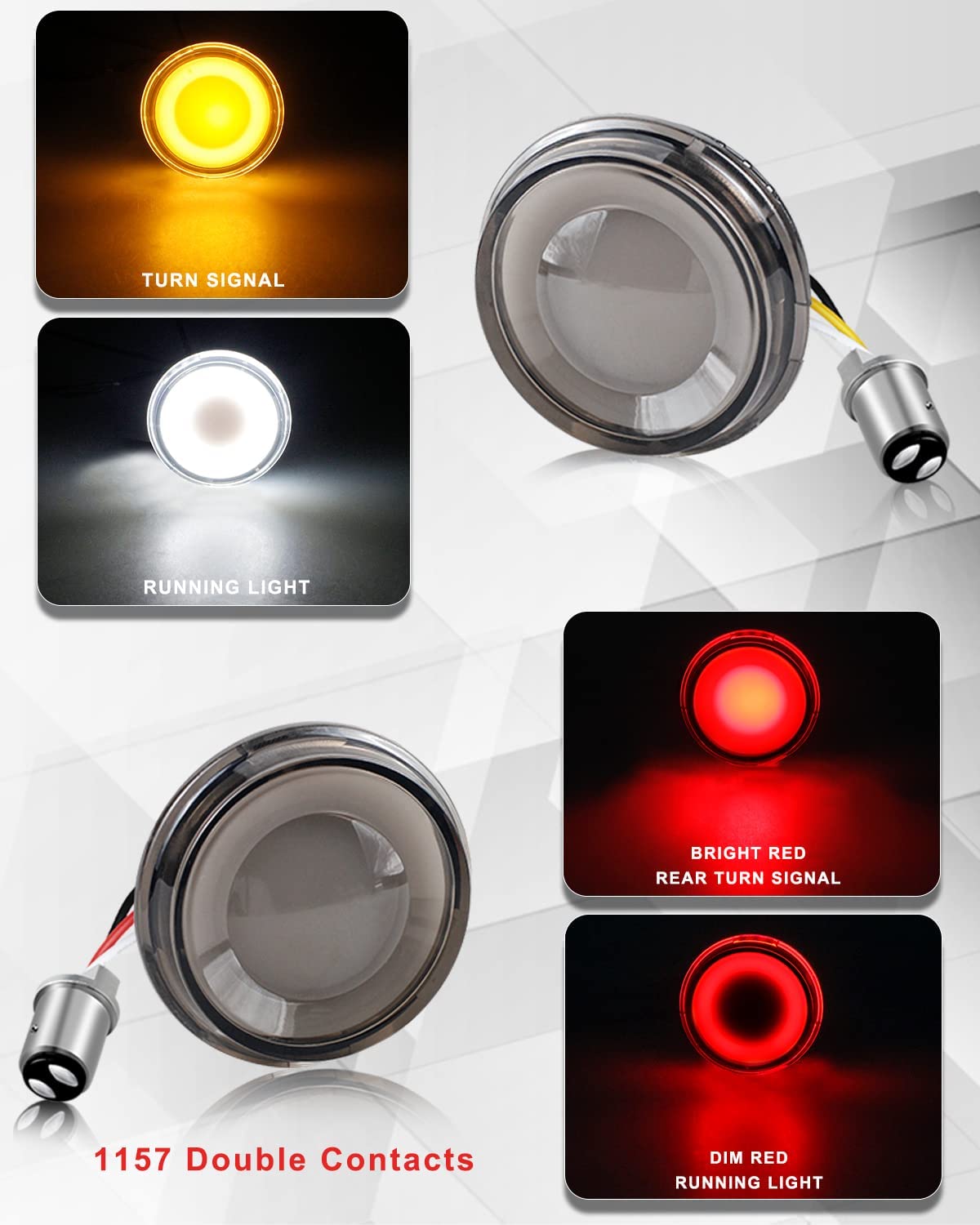 QUASCO 1157 Front Rear LED Turn Signals 2 Inch Bullet Turn Signal Light Integrated Smoked Lens Compatible with Harley Softail Sportster Road King Electra Glide Iron 883 Touring