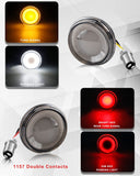 QUASCO 1157 Front Rear LED Turn Signals 2 Inch Bullet Turn Signal Light Integrated Smoked Lens Compatible with Harley Softail Sportster Road King Electra Glide Iron 883 Touring