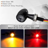 QUASCO Rear Motorcycle LED Turn Signals Universal Mini Size Brake Tail Light Blinkers Compatible with Harley Honda Kawasaki Suzuki Triumph Yamaha