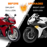 QUASCO LED Flush Mount Motorcycle Turn Signals Universal 12V Blinkers Smoked Lens Compatible with Sport Street Racing Bike Kawasaki Suzuki Yamaha, Amber
