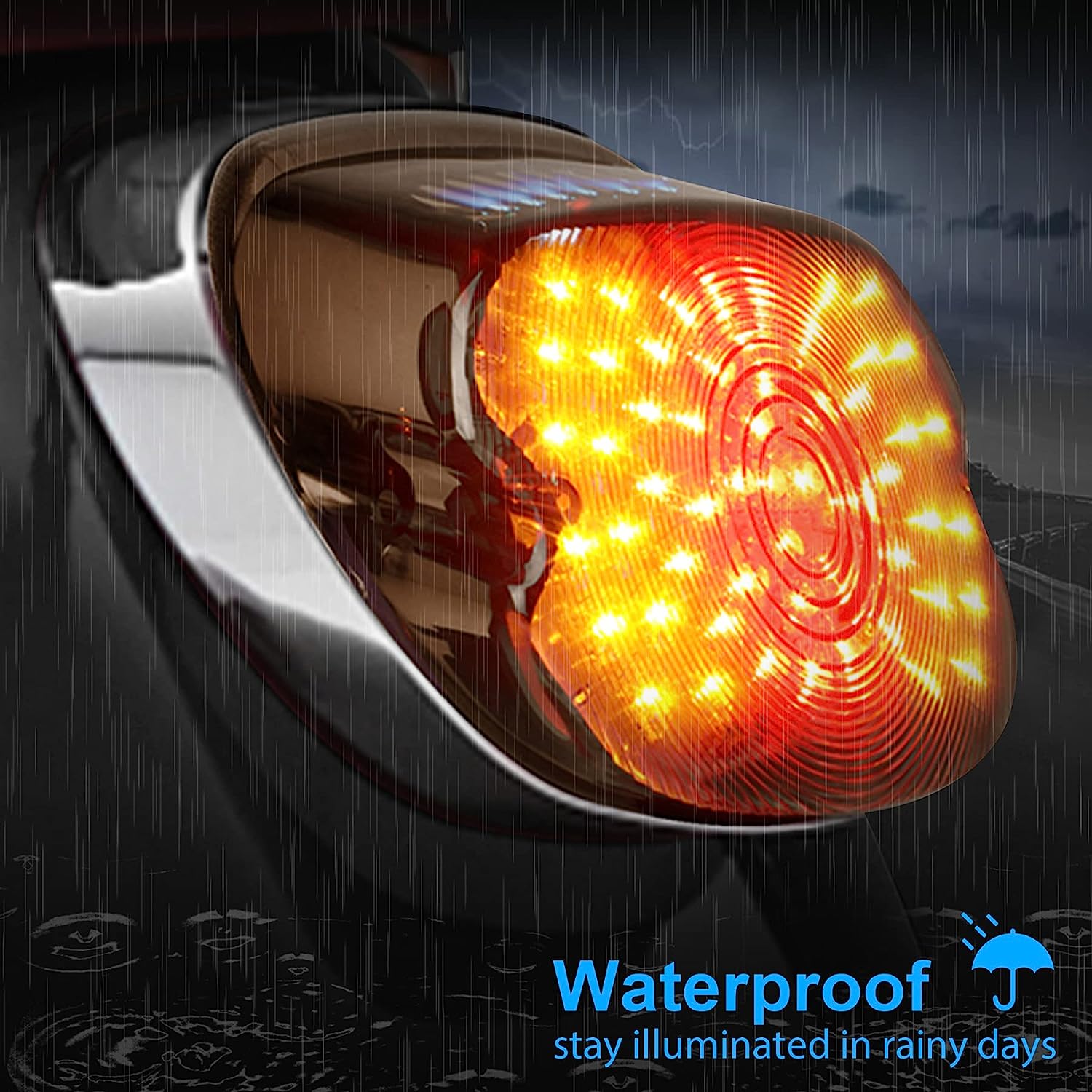 QUASCO LED Motorcycle Brake Tail Light with Turn Signals Smoked Lens Taillights Compatible with Harley Road King Dyna Sportster 883 1200