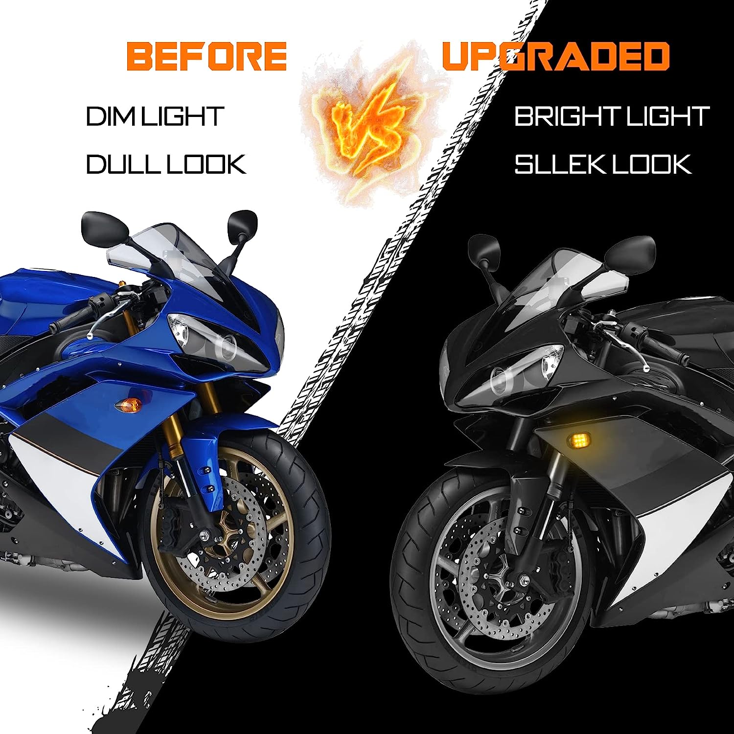 QUASCO Flush Mount Motorcycle Turn Signals Smoked LED Lights Universal 10mm Blinkers Compatible with BMW Honda Kawasaki Suzuki Yamaha, Amber