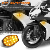 QUASCO LED Flush Mount Motorcycle Turn Signals Universal 12V Blinkers Smoked Lens Compatible with Sport Street Racing Bike Kawasaki Suzuki Yamaha, Amber
