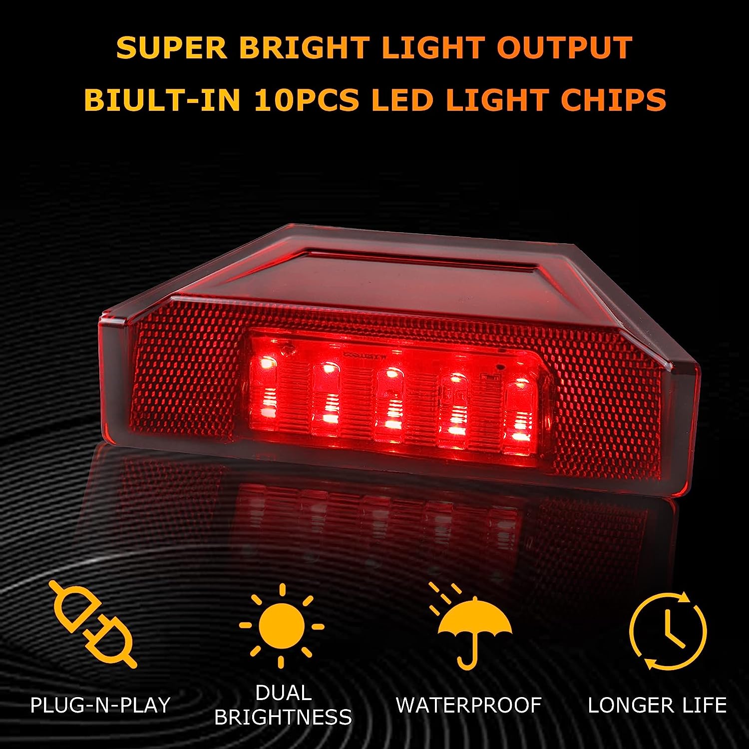 QUASCO UTV Brake Tail Lights Red Lens LED Taillights Compatible with Polaris Ranger 570 900 1000 4000G 4000D, Brutus 2013-2016, Replace OEM # 2412774