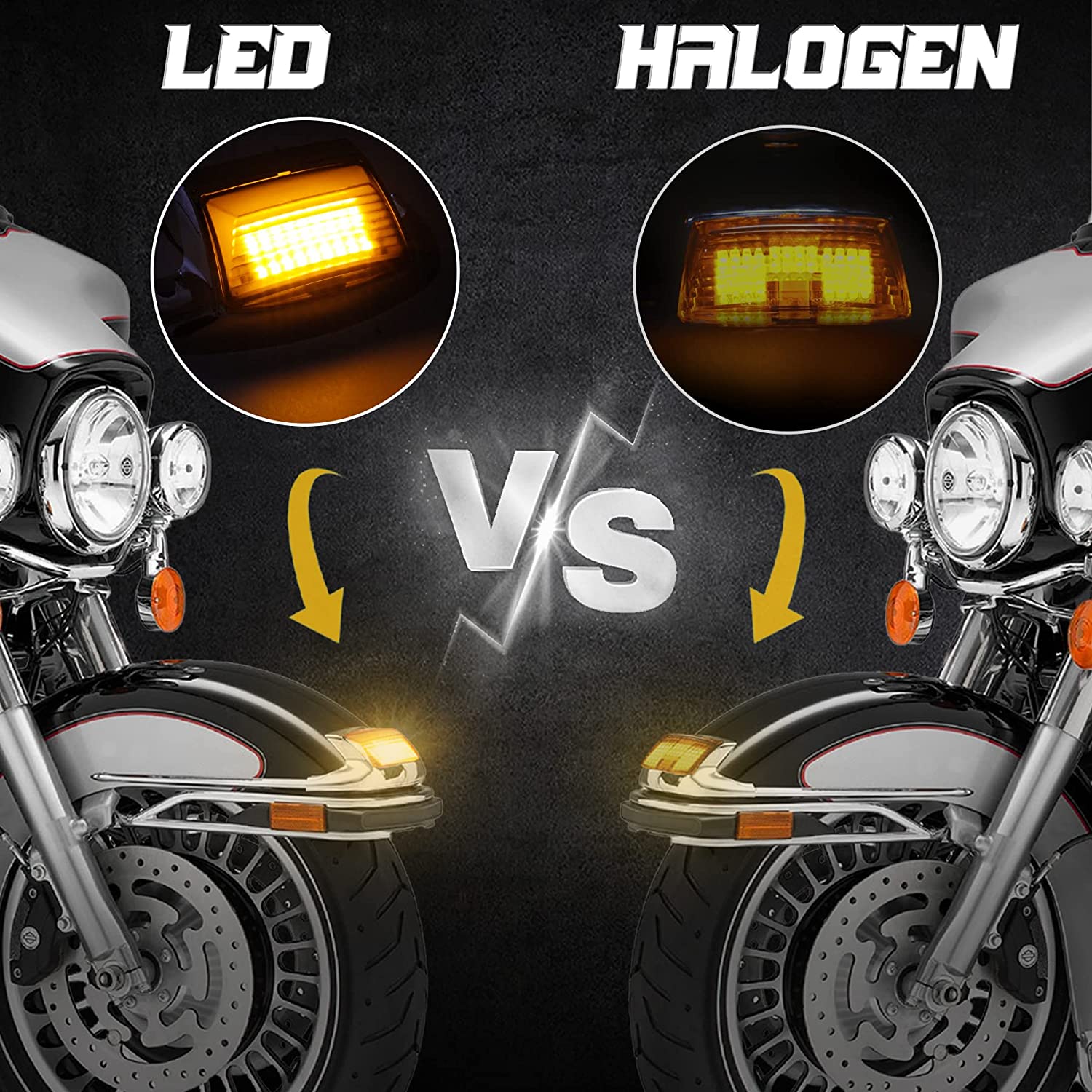 QUASCO Front Rear Fender Lights, Led Fender Tip Brake Tail Light Compatible with Harley Electra Glide Road King Softail Heritage Touring - Smoked Lens