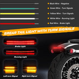 QUASCO Front Rear Motorcycle Led Turn Signals, Universal White Amber Fork Light Strip, Red Brake Tail Lights Compatible with Harley Cafe Racer Dual Sport Dirt Bike