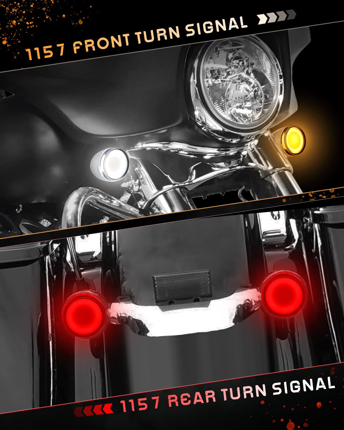 QUASCO 1157 Front Rear LED Turn Signals 2 Inch Bullet Turn Signal Light Integrated Smoked Lens Compatible with Harley Softail Sportster Road King Electra Glide Iron 883 Touring