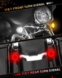 QUASCO 1157 Front Rear LED Turn Signals 2 Inch Bullet Turn Signal Light Integrated Smoked Lens Compatible with Harley Softail Sportster Road King Electra Glide Iron 883 Touring