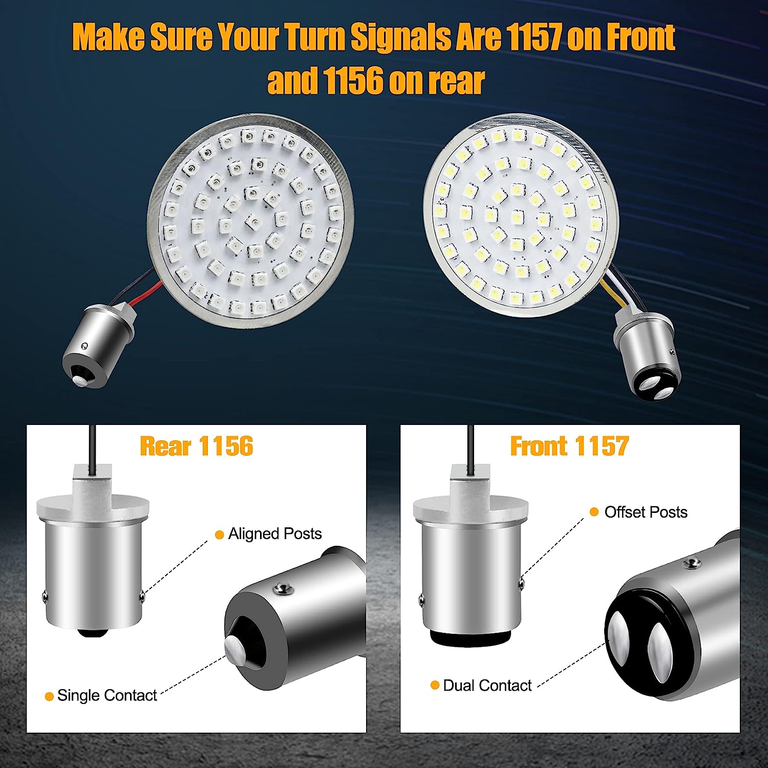 Sequential Led Turn Signals, 1157 Front + 1156 Rear Blinkers with Smoked Lens Compatible with Harley Sportster Softail Street Glide Road King Cruiser Touring