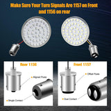 Sequential Led Turn Signals, 1157 Front + 1156 Rear Blinkers with Smoked Lens Compatible with Harley Sportster Softail Street Glide Road King Cruiser Touring