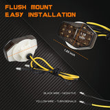QUASCO LED Flush Mount Motorcycle Turn Signals Universal 12V Blinkers Smoked Lens Compatible with Sport Street Racing Bike Kawasaki Suzuki Yamaha, Amber