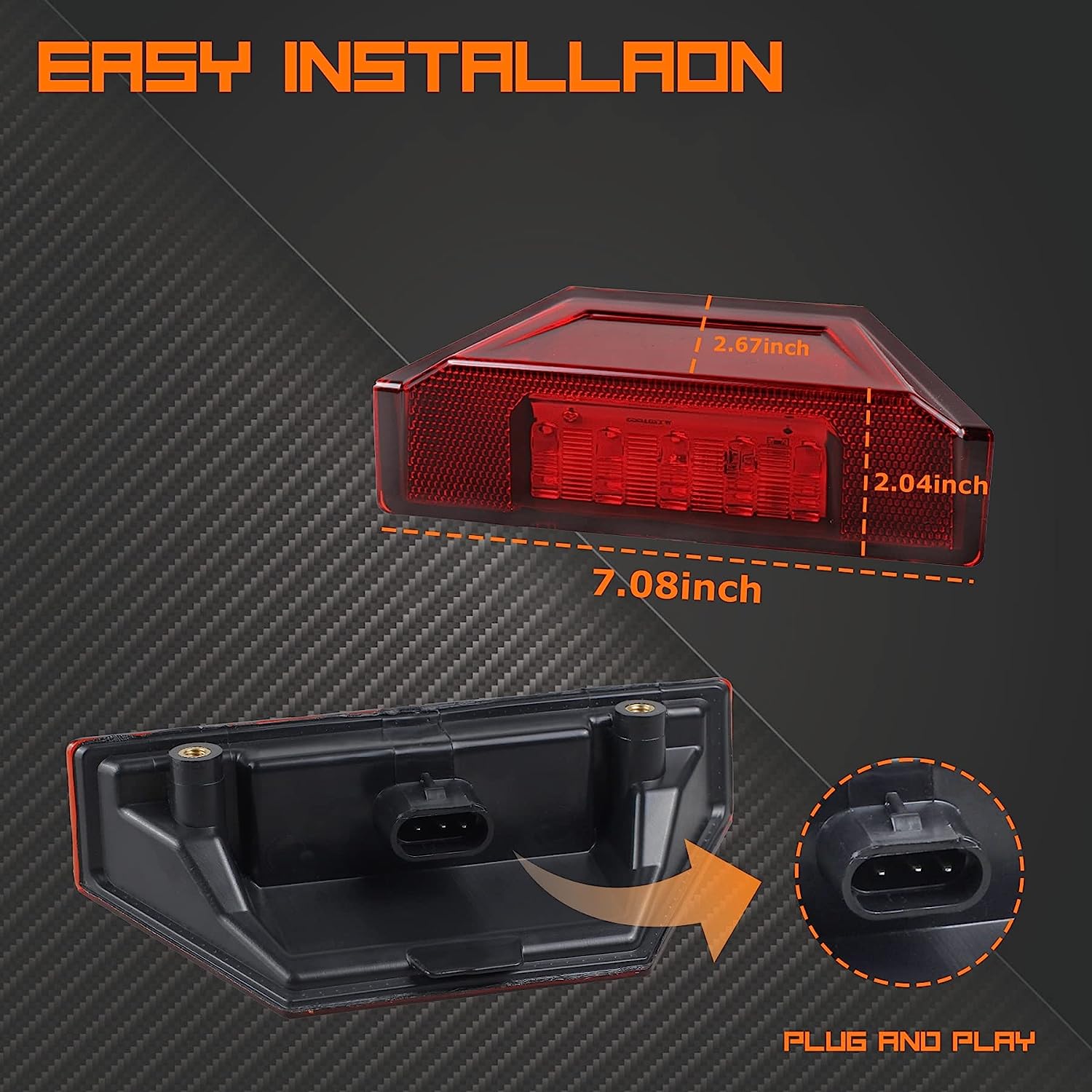 QUASCO UTV Brake Tail Lights Red Lens LED Taillights Compatible with Polaris Ranger 570 900 1000 4000G 4000D, Brutus 2013-2016, Replace OEM # 2412774