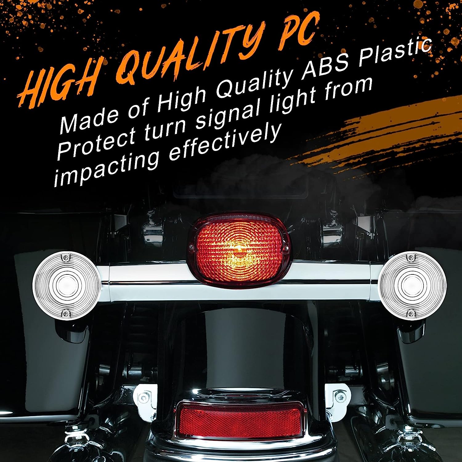 QUASCO Motorcycle Turn Signal Lens Cover, 3 1/4 Inch Flat Blinkers Lenses Compatible with Harley Street Glide Special Touring Softail Sportster Road King Fatboy, Pack of 4