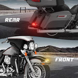 QUASCO Front Rear Fender Lights, Led Fender Tip Brake Tail Light Compatible with Harley Electra Glide Road King Softail Heritage Touring - Smoked Lens