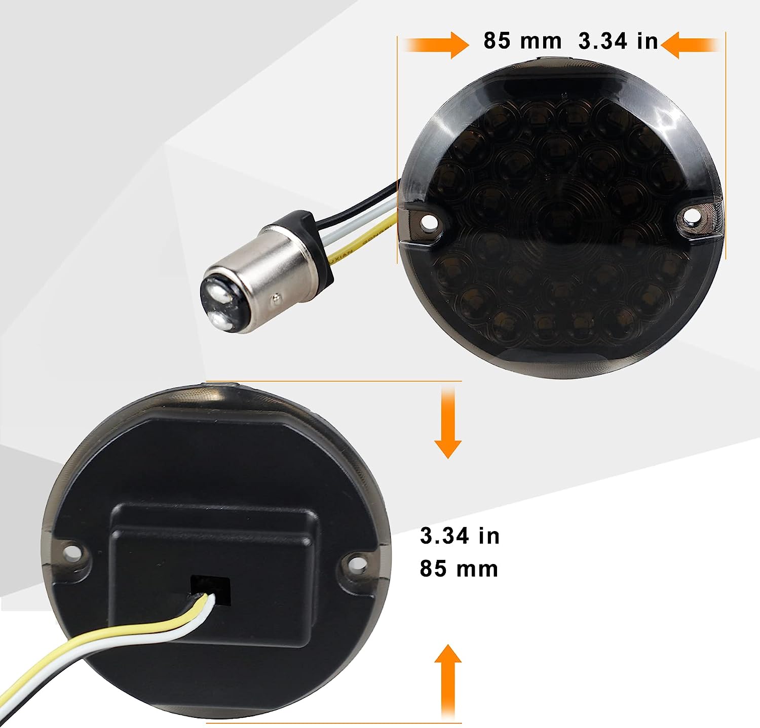 QUASCO 3 1/4 Inch Flat LED Turn Signals, 1157 Front + 1156 Rear Tail Running Light Smoked Lens Compatible with Harley Electra Glide Ultra Classic Ultra Limited Heritage Softail Road King Tour Glide
