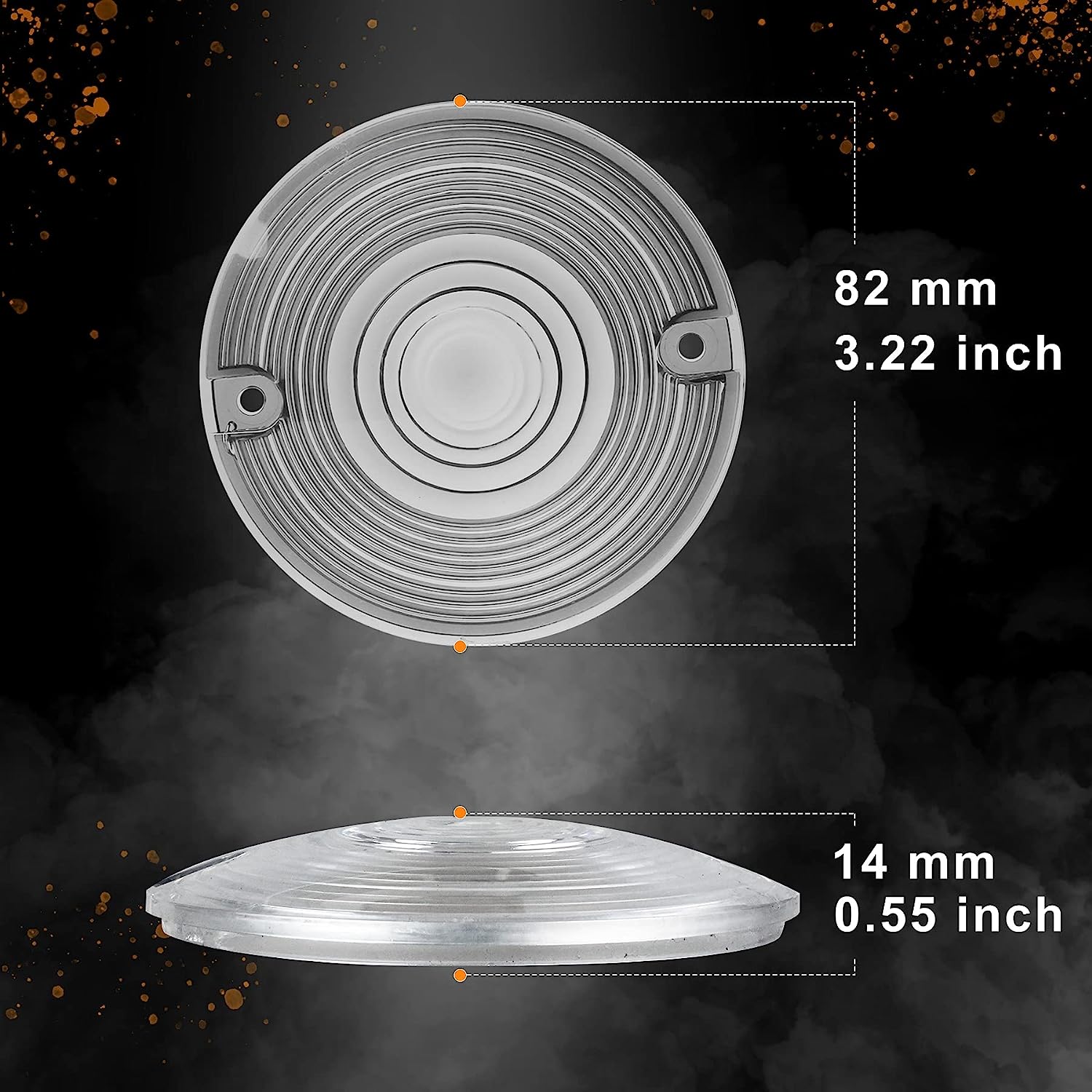 QUASCO Motorcycle Turn Signal Lens Cover, 3 1/4 Inch Flat Blinkers Lenses Compatible with Harley Street Glide Special Touring Softail Sportster Road King Fatboy, Pack of 4