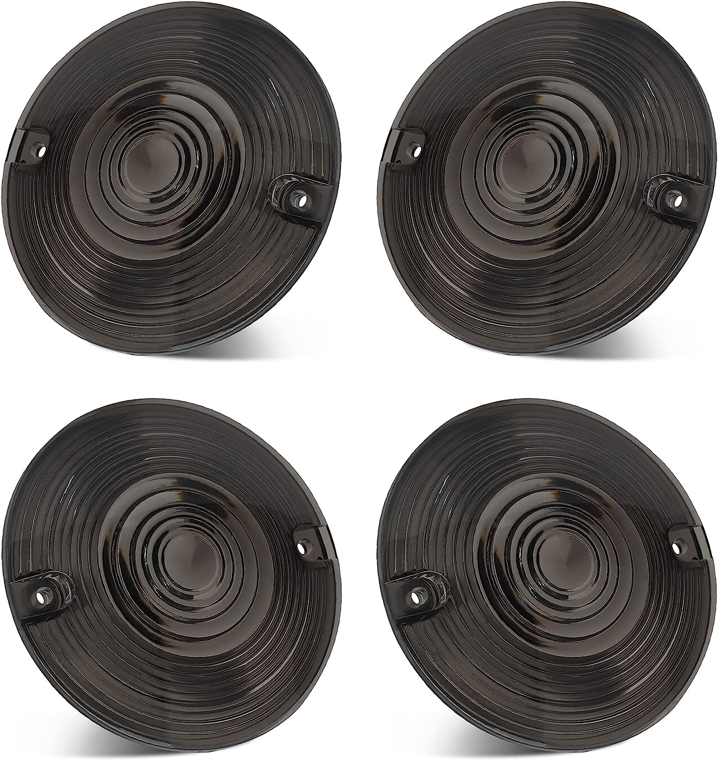 QUASCO Motorcycle Turn Signal Lens Cover, 3 1/4 Inch Flat Blinkers Lenses Compatible with Harley Street Glide Special Touring Softail Sportster Road King Fatboy, Pack of 4