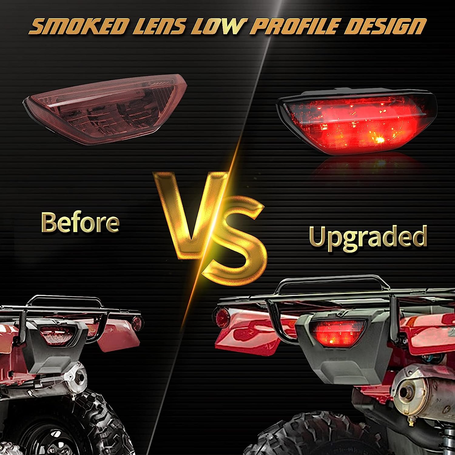 QUASCO Red LED Tail Light ATV Motorcycle Taillight Brake Lamp Compatible with Honda TRX 250 300 400EX TRX400X 500 700