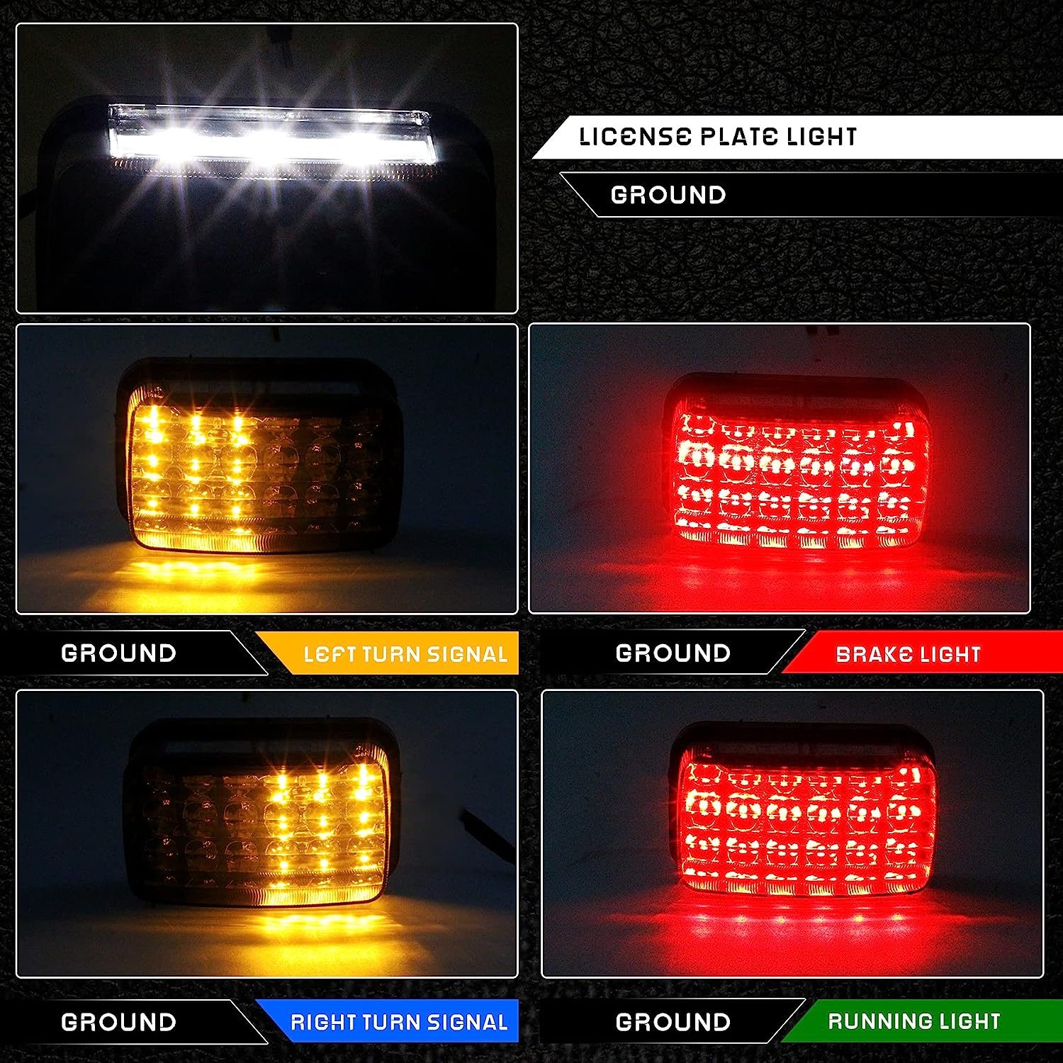 QUASCO Led Tail Light Red Lens ATV Taillight Brake Lights Compatible with Yamaha Grizzly Big Bear Bruin Kodiak Wolverine Rhino Viking, Replacement for 5km-84710-01-00