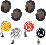 Sequential Led Turn Signals, 1157 Front + 1156 Rear Blinkers with Smoked Lens Compatible with Harley Sportster Softail Street Glide Road King Cruiser Touring