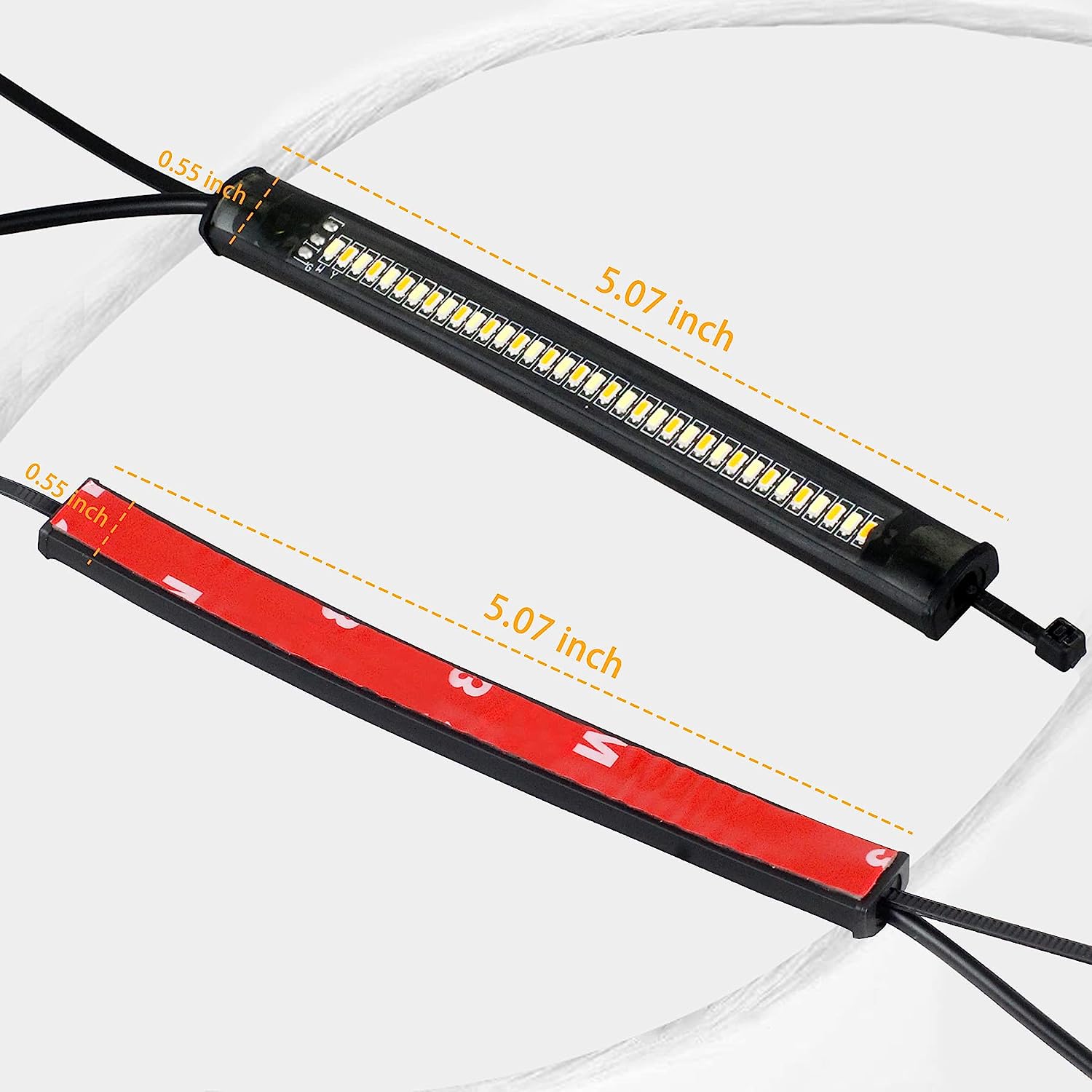 QUASCO Front Rear Motorcycle Led Turn Signals, Universal White Amber Fork Light Strip, Red Brake Tail Lights Compatible with Harley Cafe Racer Dual Sport Dirt Bike