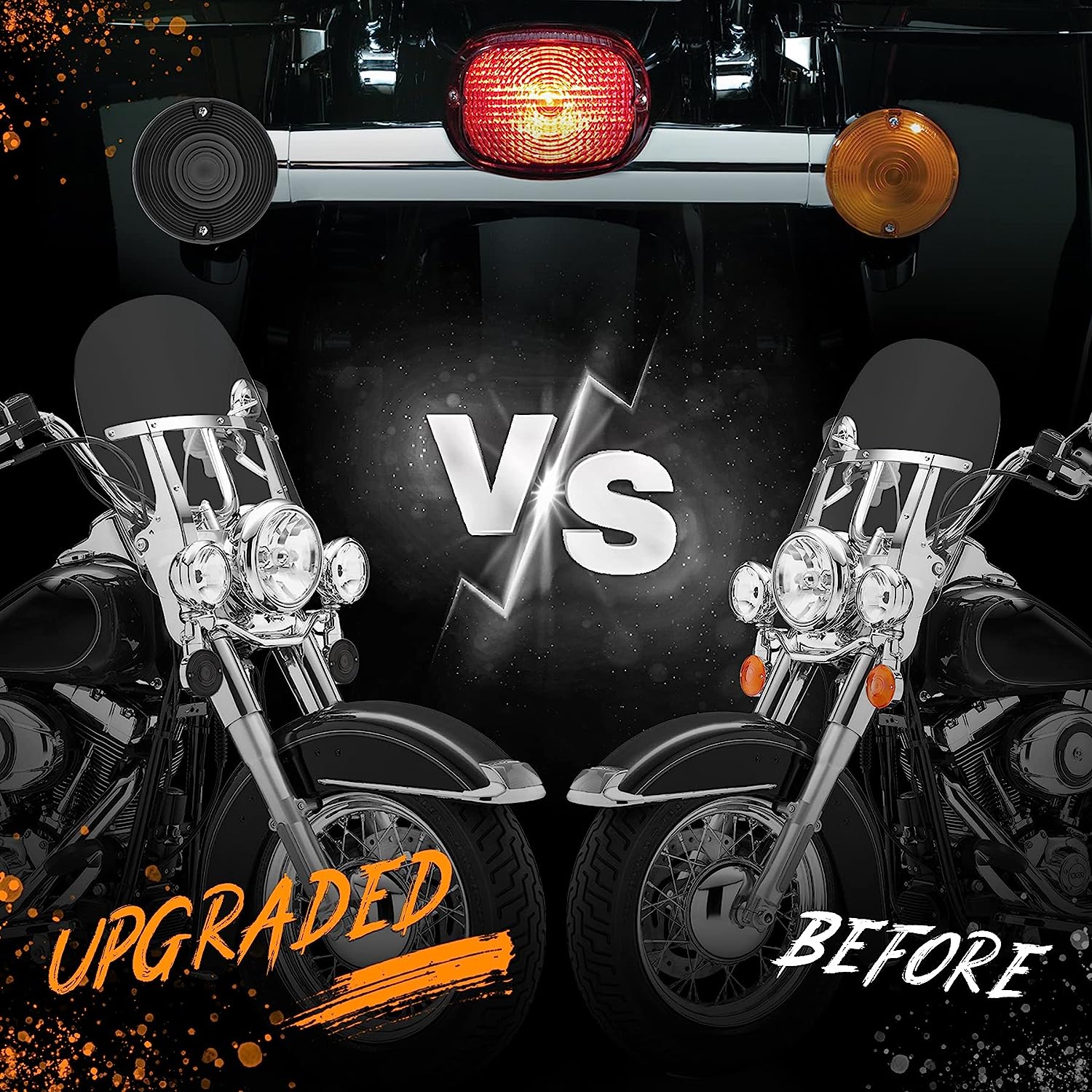 QUASCO Motorcycle Turn Signal Lens Cover, 3 1/4 Inch Flat Blinkers Lenses Compatible with Harley Street Glide Special Touring Softail Sportster Road King Fatboy, Pack of 4