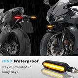 4PCS Universal Motorcycle Turn Signals, QUASCO Front Rear LED Turn Signal Lights Amber Blinkers for Motorbike Scooter Quad Cruiser Off Road Touring